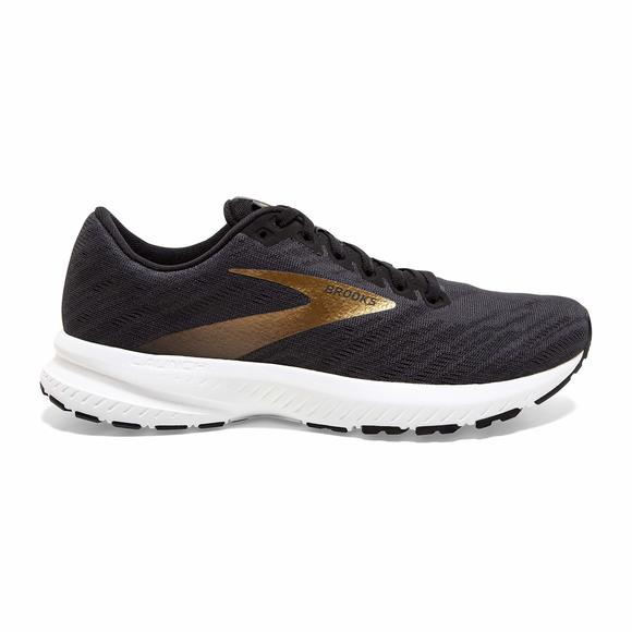 BROOKS MENS LAUNCH 7 RUNNING SHOE - EBONY/BLACK/GOLD - D - 8 - Picture 4 of 6